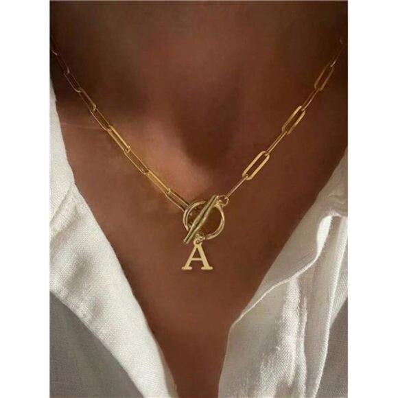 Letter Initial Necklace For Women Capital Cz A-Z Alphabet Gold Color Necklace - Picture 1 of 12